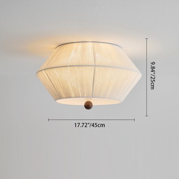 Traditional French Flying Saucer Shape Hemp Rope Wood 3-Light Flush Mount Ceiling Light For Living Room - Image 4