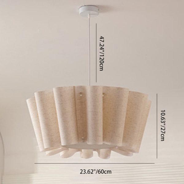 Contemporary Nordic Pleated Linen Iron 1-Light Pendant Light For Bedroom - Image 5