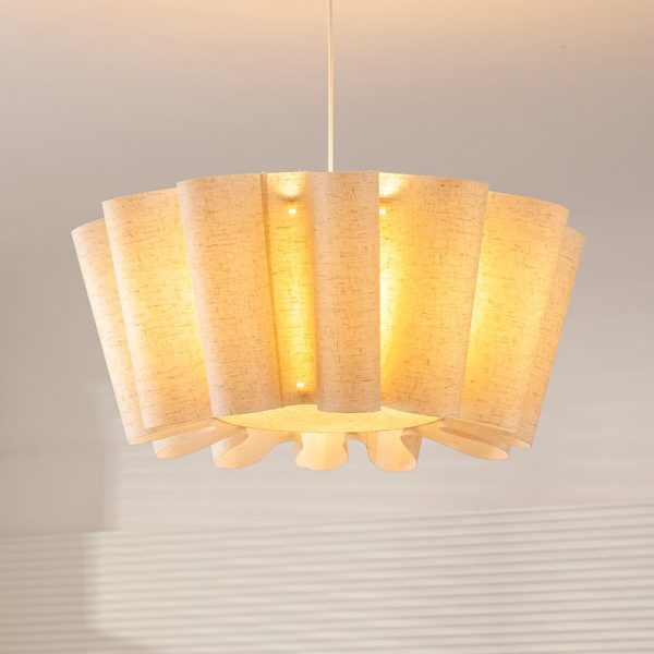 Contemporary Nordic Pleated Linen Iron 1-Light Pendant Light For Bedroom - Image 2