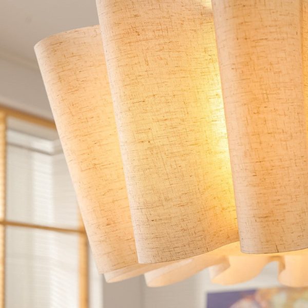 Contemporary Nordic Pleated Linen Iron 1-Light Pendant Light For Bedroom - Image 9