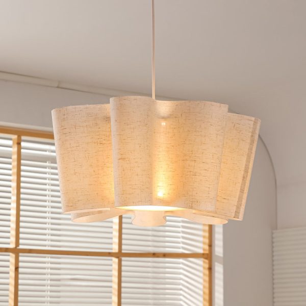 Contemporary Nordic Pleated Linen Iron 1-Light Pendant Light For Bedroom - Image 3
