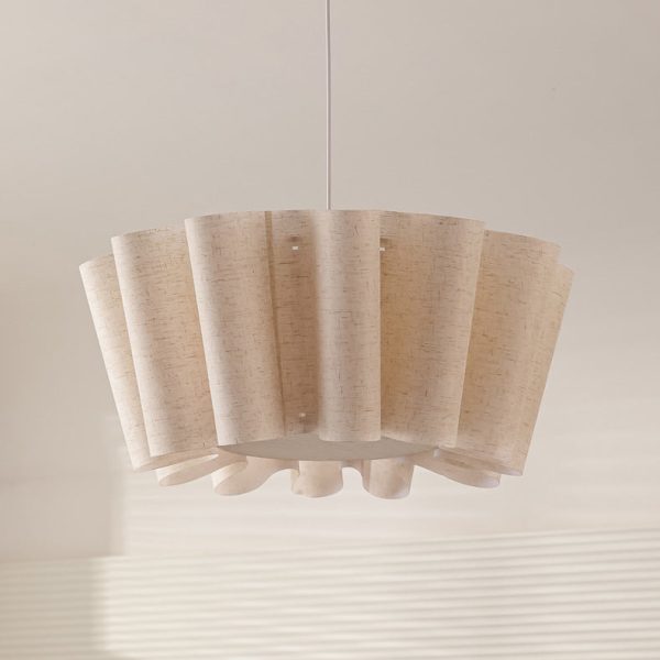 Contemporary Nordic Pleated Linen Iron 1-Light Pendant Light For Bedroom - Image 12