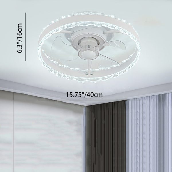 Contemporary Nordic Iron Aluminum Acrylic Round LED Ceiling Fan Light For Bedroom - Image 4