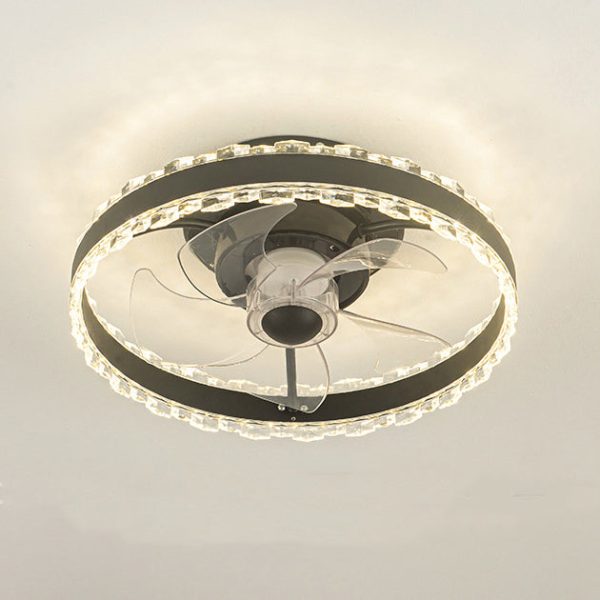 Contemporary Nordic Iron Aluminum Acrylic Round LED Ceiling Fan Light For Bedroom - Image 14