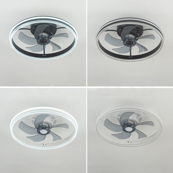 Contemporary Nordic Iron Aluminum Acrylic Round LED Ceiling Fan Light For Bedroom - Image 17