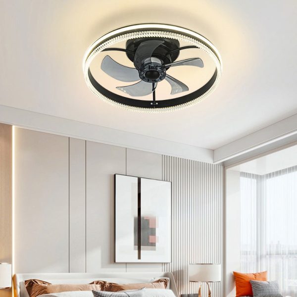 Contemporary Nordic Iron Aluminum Acrylic Round LED Ceiling Fan Light For Bedroom - Image 10