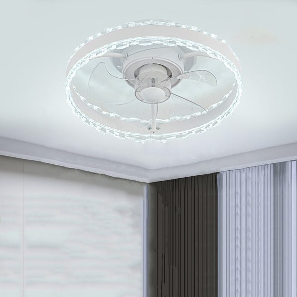 Contemporary Nordic Iron Aluminum Acrylic Round LED Ceiling Fan Light For Bedroom - Image 15