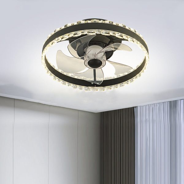 Contemporary Nordic Iron Aluminum Acrylic Round LED Ceiling Fan Light For Bedroom - Image 11