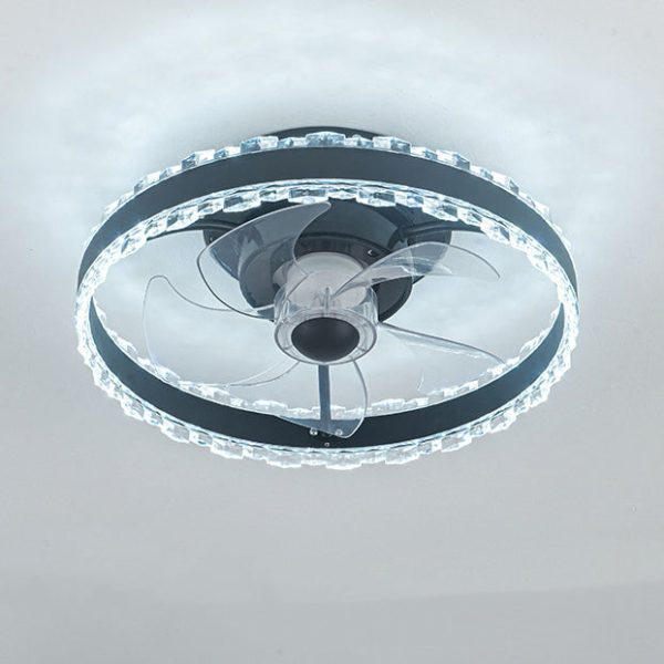 Contemporary Nordic Iron Aluminum Acrylic Round LED Ceiling Fan Light For Bedroom - Image 16