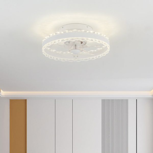 Contemporary Nordic Iron Aluminum Acrylic Round LED Ceiling Fan Light For Bedroom - Image 12