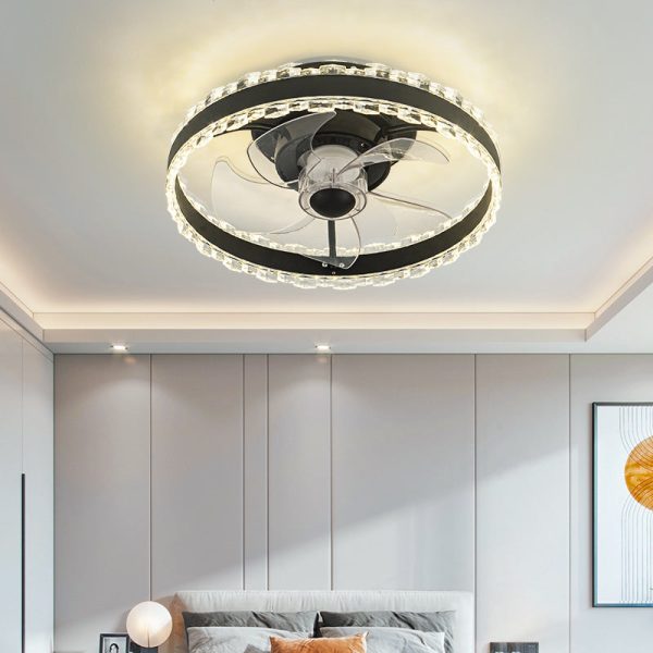 Contemporary Nordic Iron Aluminum Acrylic Round LED Ceiling Fan Light For Bedroom - Image 13
