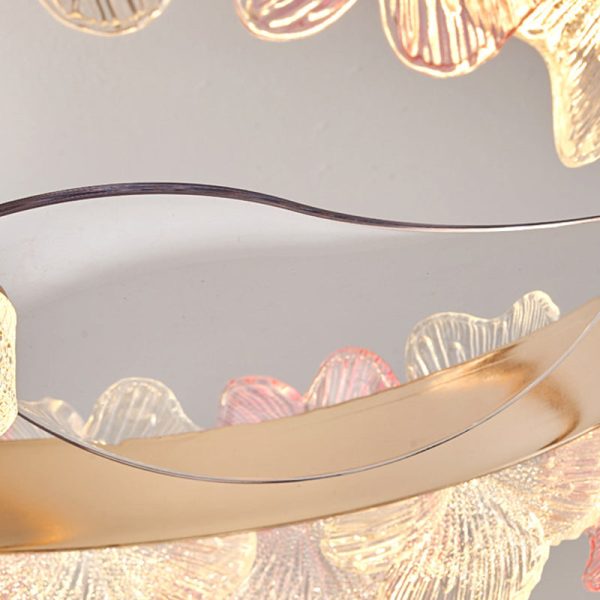 Contemporary Creative Round Circle Flower Hardware Glass ABS Fan Blade LED Semi-Flush Mount Ceiling Fan Light For Bedroom - Image 8