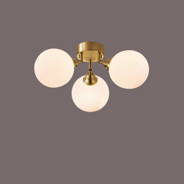 Contemporary Scandinavian Orb Branch Copper Glass 3/4 Light Semi-Flush Mount Ceiling Light For Living Room - Image 3