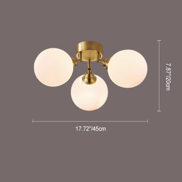 Contemporary Scandinavian Orb Branch Copper Glass 3/4 Light Semi-Flush Mount Ceiling Light For Living Room - Image 2