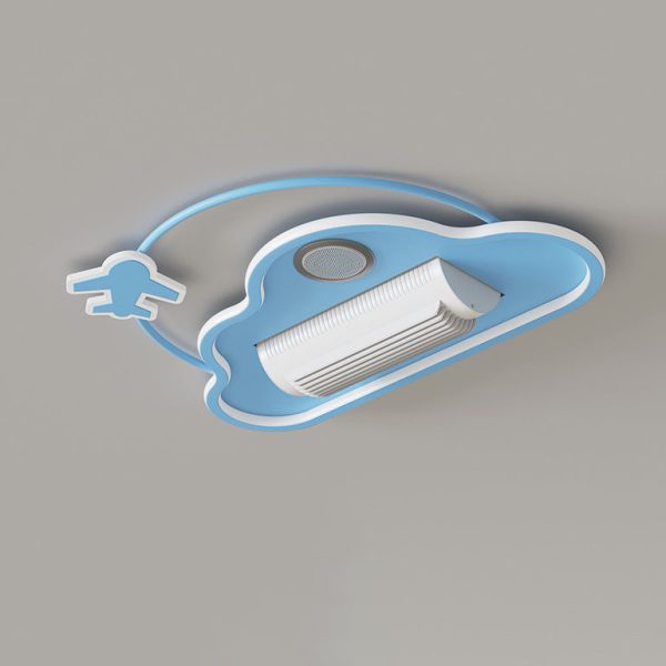 Contemporary Creative Cartoon Kids Airplane Clouds Aluminum Iron Acrylic LED Flush Mount Ceiling Fan Light For Bedroom - Image 6