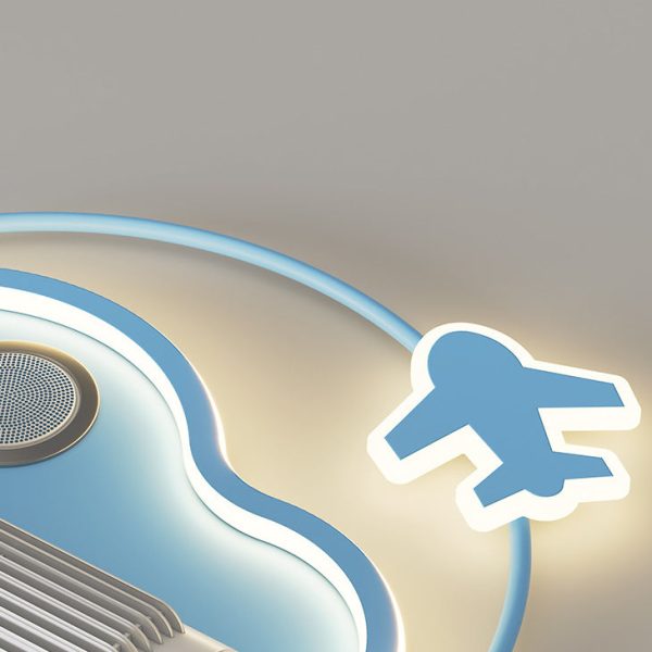 Contemporary Creative Cartoon Kids Airplane Clouds Aluminum Iron Acrylic LED Flush Mount Ceiling Fan Light For Bedroom - Image 4