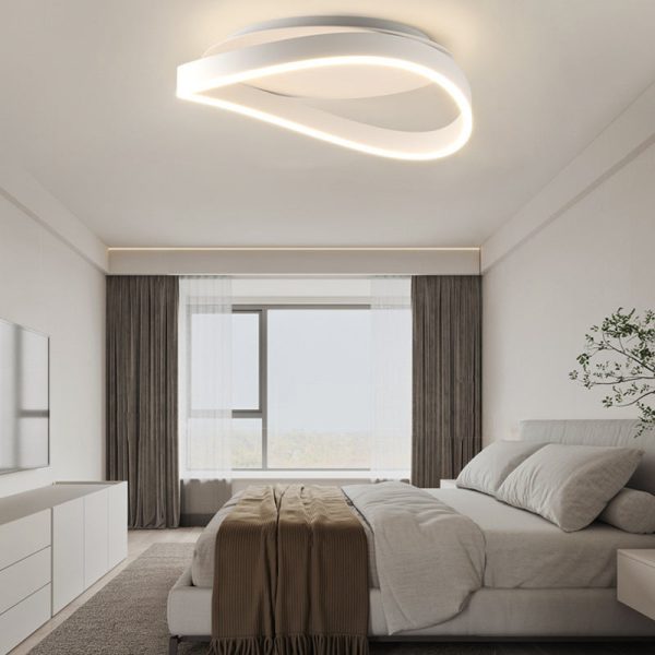 Modern Minimalist Ring Strip Irregular Disc Base Iron Aluminum Silicone LED Semi-Flush Mount Ceiling Light For Bedroom - Image 14
