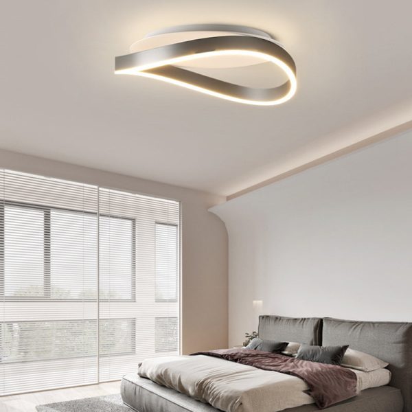 Modern Minimalist Ring Strip Irregular Disc Base Iron Aluminum Silicone LED Semi-Flush Mount Ceiling Light For Bedroom - Image 3