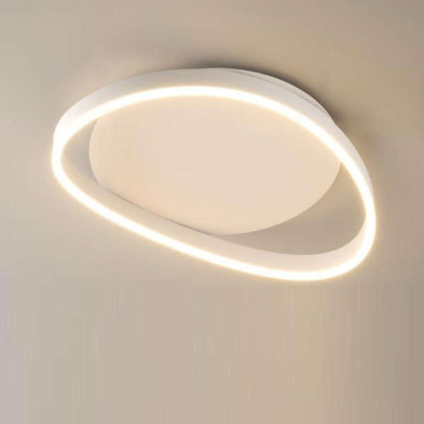Modern Minimalist Ring Strip Irregular Disc Base Iron Aluminum Silicone LED Semi-Flush Mount Ceiling Light For Bedroom - Image 7
