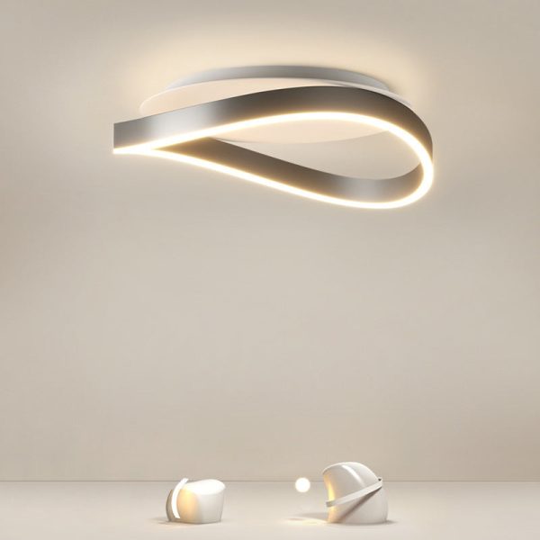 Modern Minimalist Ring Strip Irregular Disc Base Iron Aluminum Silicone LED Semi-Flush Mount Ceiling Light For Bedroom - Image 13