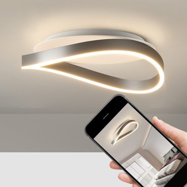 Modern Minimalist Ring Strip Irregular Disc Base Iron Aluminum Silicone LED Semi-Flush Mount Ceiling Light For Bedroom - Image 10