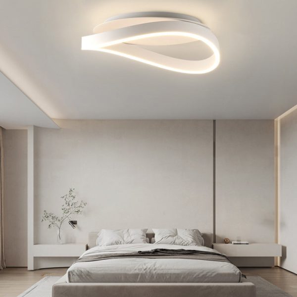 Modern Minimalist Ring Strip Irregular Disc Base Iron Aluminum Silicone LED Semi-Flush Mount Ceiling Light For Bedroom - Image 2