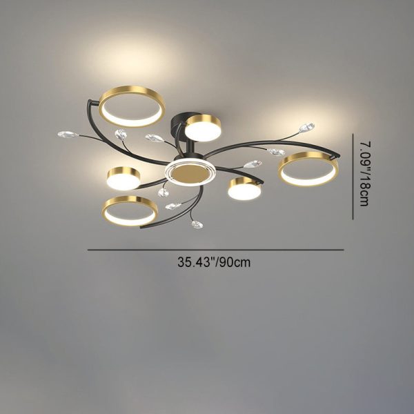 Contemporary Scandinavian Branch Round Iron Acrylic LED Semi-Flush Mount Ceiling Light For Living Room - Image 6