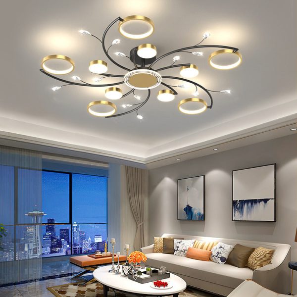 Contemporary Scandinavian Branch Round Iron Acrylic LED Semi-Flush Mount Ceiling Light For Living Room - Image 16
