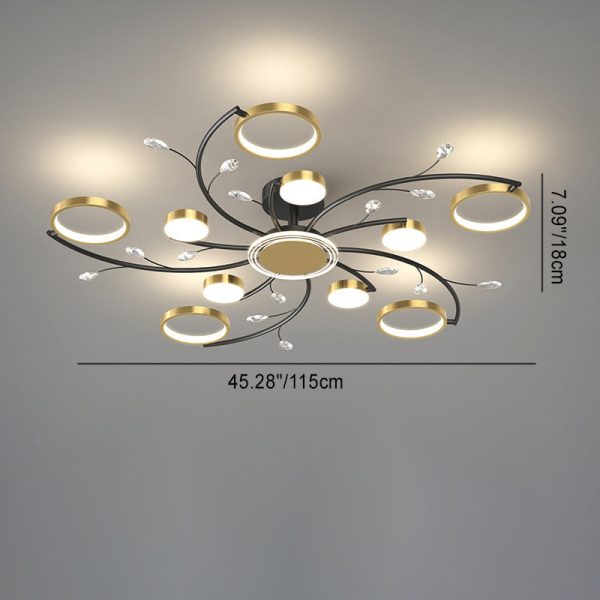 Contemporary Scandinavian Branch Round Iron Acrylic LED Semi-Flush Mount Ceiling Light For Living Room - Image 8