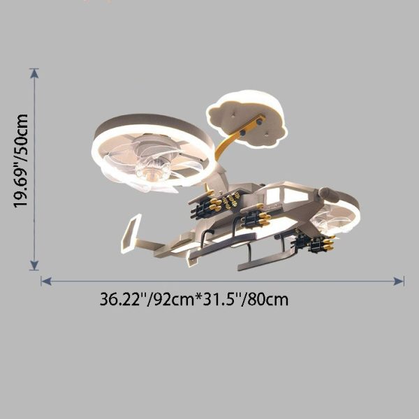 Contemporary Creative Kids Airplane Acrylic LED Flush Mount Ceiling Fan Light For Bedroom - Image 3