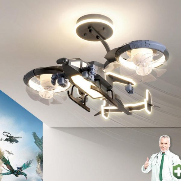 Contemporary Creative Kids Airplane Acrylic LED Flush Mount Ceiling Fan Light For Bedroom - Image 5