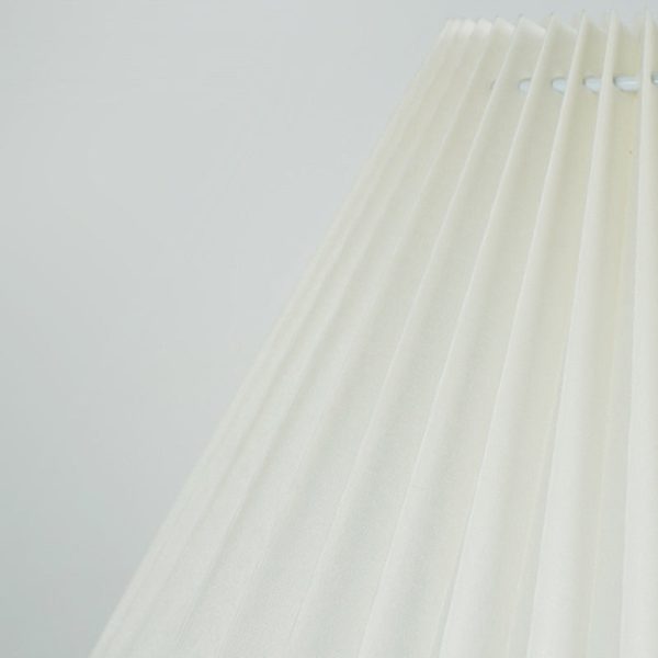 Traditional Vintage Round Table Pleated Iron Wood Fabric 1-Light Table Lamp For Bedroom - Image 4