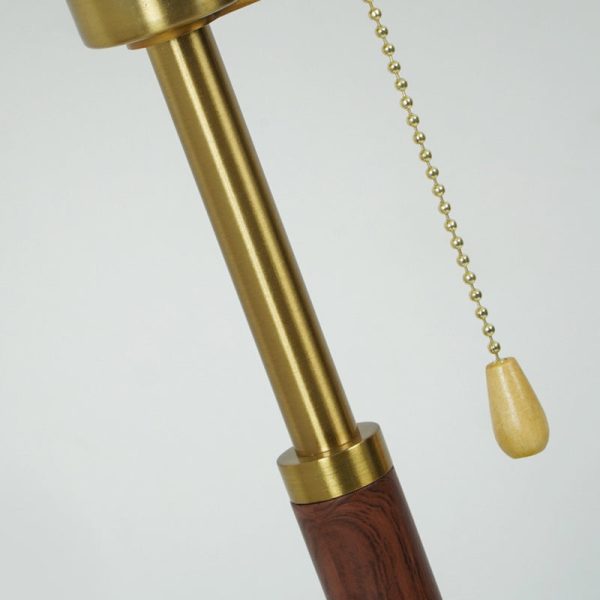 Traditional Vintage Round Table Pleated Iron Wood Fabric 1-Light Table Lamp For Bedroom - Image 5