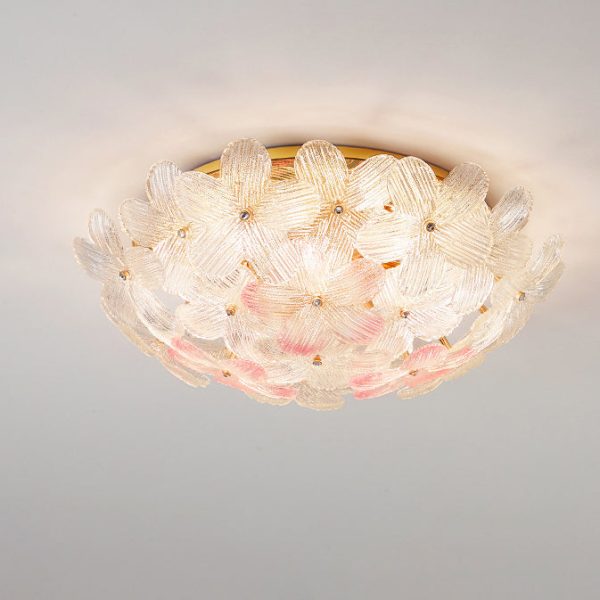 Modern Art Deco Petal Glass Iron Round 6-Light Semi-Flush Mount Ceiling Light For Living Room - Image 19