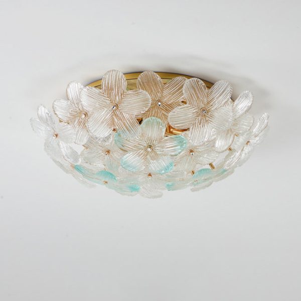 Modern Art Deco Petal Glass Iron Round 6-Light Semi-Flush Mount Ceiling Light For Living Room - Image 24