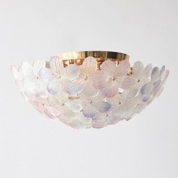 Modern Art Deco Petal Glass Iron Round 6-Light Semi-Flush Mount Ceiling Light For Living Room - Image 23