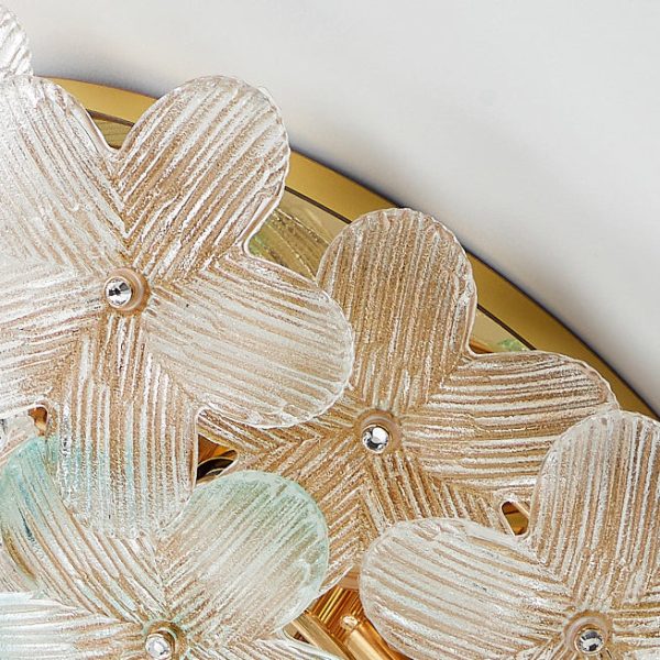 Modern Art Deco Petal Glass Iron Round 6-Light Semi-Flush Mount Ceiling Light For Living Room - Image 8