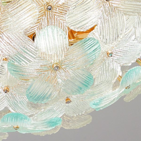 Modern Art Deco Petal Glass Iron Round 6-Light Semi-Flush Mount Ceiling Light For Living Room - Image 5