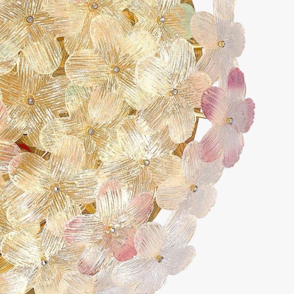 Modern Art Deco Petal Glass Iron Round 6-Light Semi-Flush Mount Ceiling Light For Living Room - Image 10