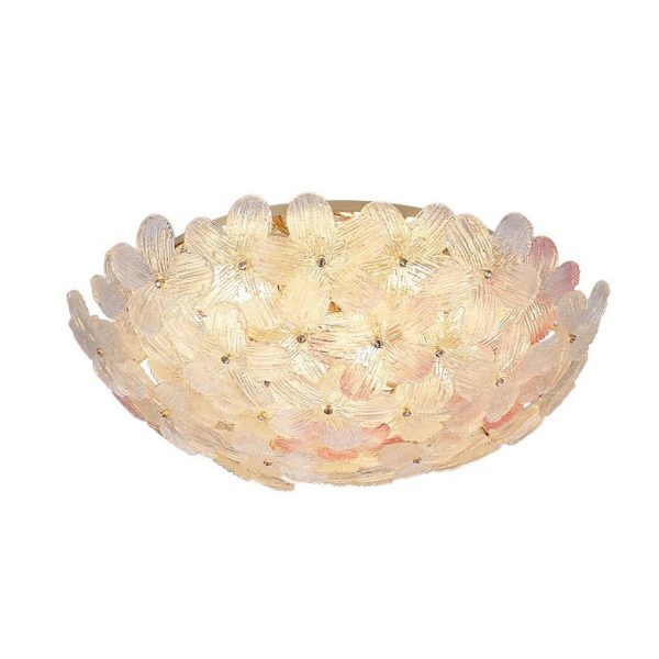 Modern Art Deco Petal Glass Iron Round 6-Light Semi-Flush Mount Ceiling Light For Living Room - Image 25