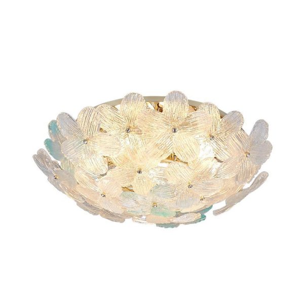 Modern Art Deco Petal Glass Iron Round 6-Light Semi-Flush Mount Ceiling Light For Living Room - Image 26