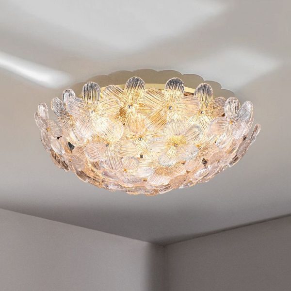 Modern Art Deco Petal Glass Iron Round 6-Light Semi-Flush Mount Ceiling Light For Living Room - Image 14