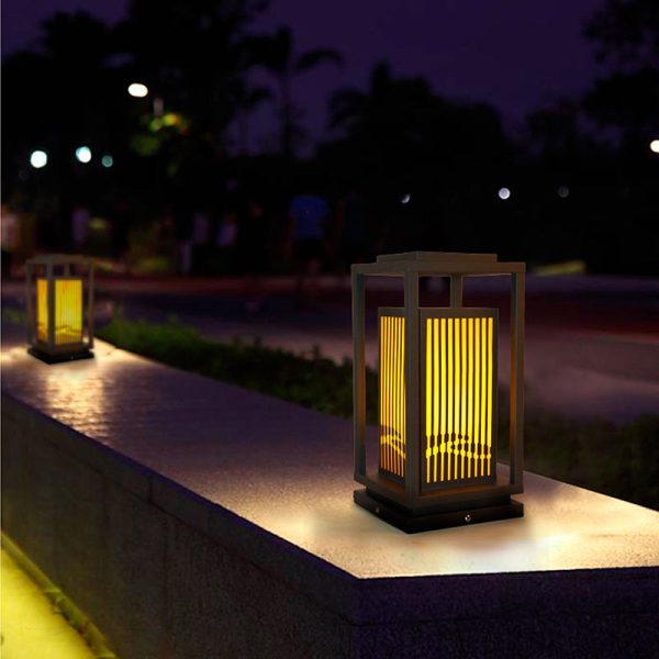 Contemporary Industrial Stainless Steel Imitation Marble Cuboid Shade LED Outdoor Post Light For Garden - Image 11
