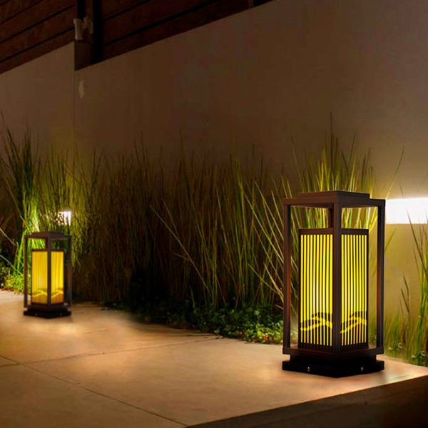 Contemporary Industrial Stainless Steel Imitation Marble Cuboid Shade LED Outdoor Post Light For Garden - Image 12