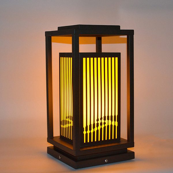 Contemporary Industrial Stainless Steel Imitation Marble Cuboid Shade LED Outdoor Post Light For Garden - Image 10