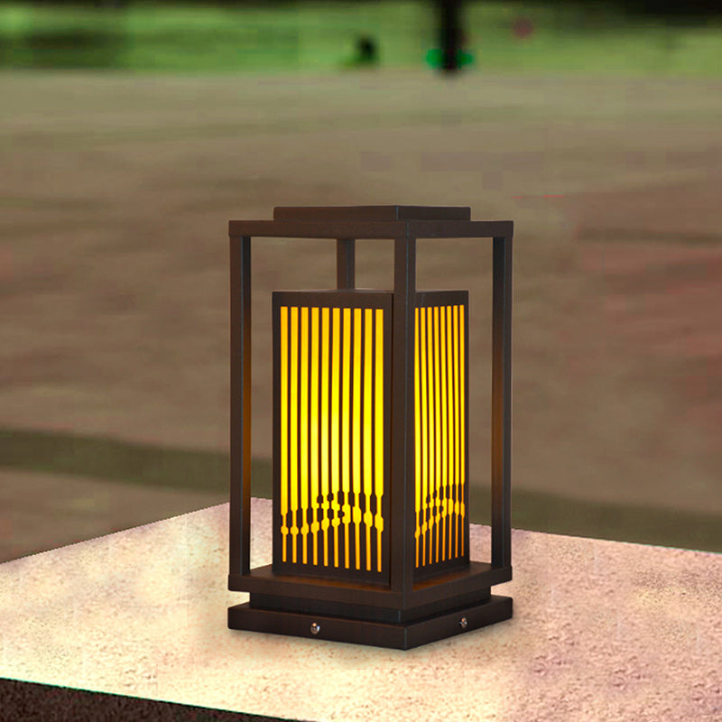 BS-Lighting-LL02950-20.jpg Contemporary Industrial Stainless Steel Imitation Marble Cuboid Shade LED Outdoor Post Light For Garden - Image 1