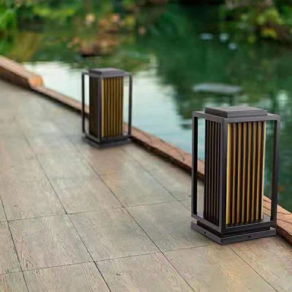 Contemporary Industrial Stainless Steel Imitation Marble Cuboid Shade LED Outdoor Post Light For Garden - Image 14