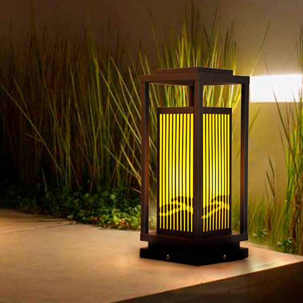Contemporary Industrial Stainless Steel Imitation Marble Cuboid Shade LED Outdoor Post Light For Garden - Image 2