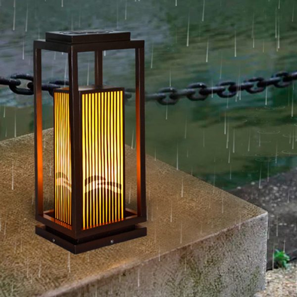 Contemporary Industrial Stainless Steel Imitation Marble Cuboid Shade LED Outdoor Post Light For Garden - Image 8