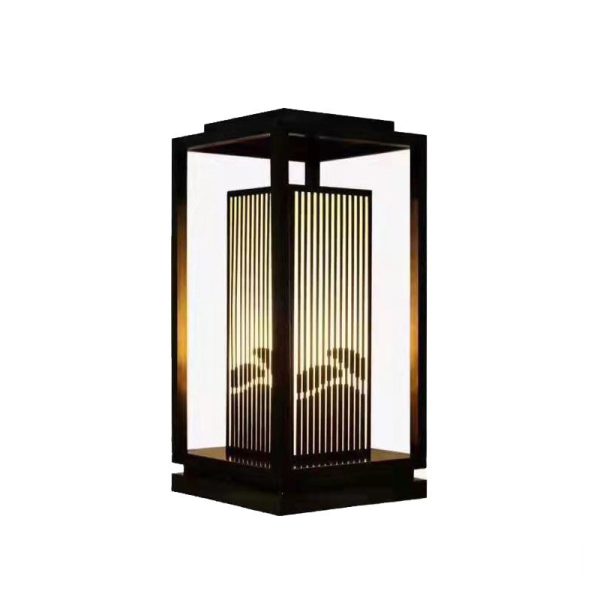 Contemporary Industrial Stainless Steel Imitation Marble Cuboid Shade LED Outdoor Post Light For Garden - Image 16